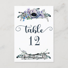 Boho Chic Mint & Navy Tischnummer Sitzplätze