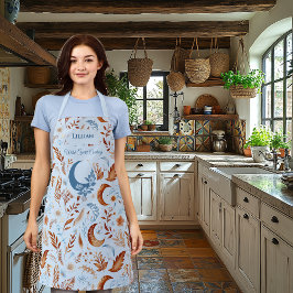 Boho Chic mit Crescent Moon und Blumenmuster Schürze