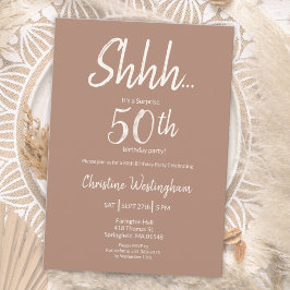 Boho Chic Mocha Cream Surprise 50th Birthday Einladung