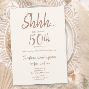 Boho Chic Mocha Cream Überraschung 50. Geburtstag Einladung