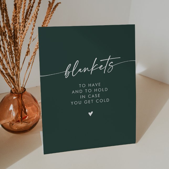 Boho Chic Modern Emerald Green Blanket Hochzeit Sockelschild (Von Creator hochgeladen)