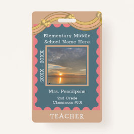 Boho Chic Modern Rainbow Custom Teacher ID Ausweis