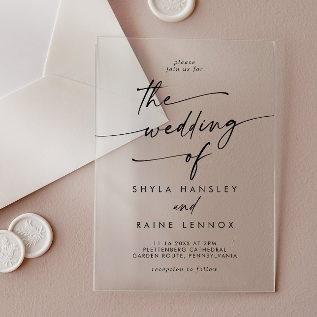 Boho Chic Modern Simple Clear Akryllic Wedding Acryleinladungen (Boho Chic Modern Simple Clear Acrylic Wedding Acrylic Invitations)