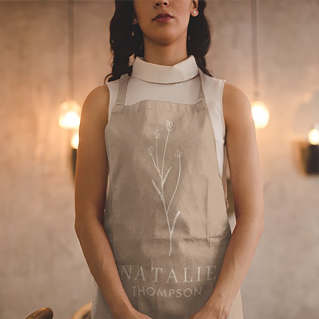 Boho Chic Mushroom Brown Personalisiert Monogram Schürze (Von Creator hochgeladen)