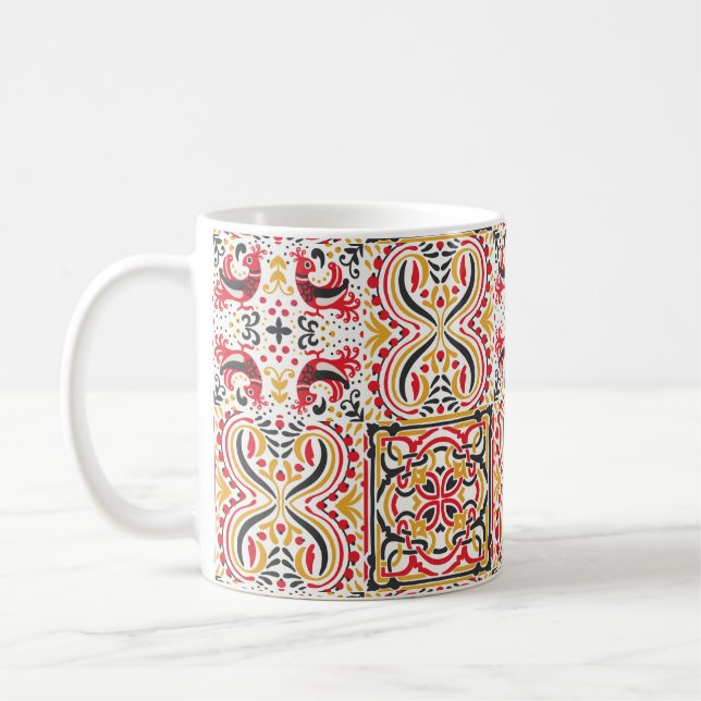 Boho-Chic-Muster im russischen Stil Kaffeetasse (Links)