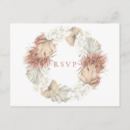 Boho-Chic Natural Wreath Wedding RSVP Song Request Einladungspostkarte