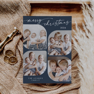Boho Chic Navy Blue Family Multi Foto Weihnachten