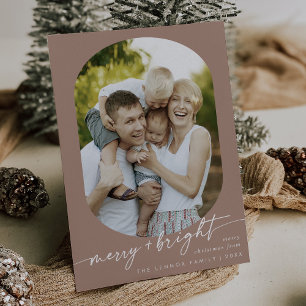Boho Chic Neutral Merry Bright Foto Weihnachten