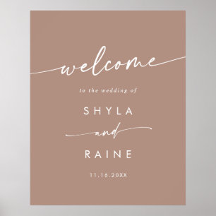 Boho Chic Neutral Taupe DIY Wedding Begrüßungszeic Poster