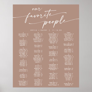 Boho Chic Neutral Taupe druckbare Sitzkarte Poster