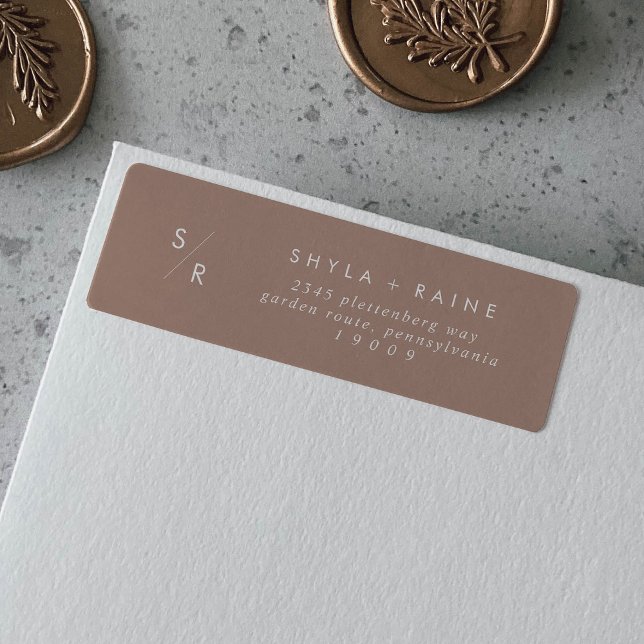 Boho Chic Neutral Taupe Monogram Address Labels (Von Creator hochgeladen)