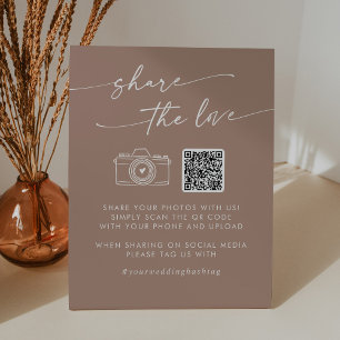 Boho Chic Neutral Taupe teilen Liebe QR Code Sockelschild