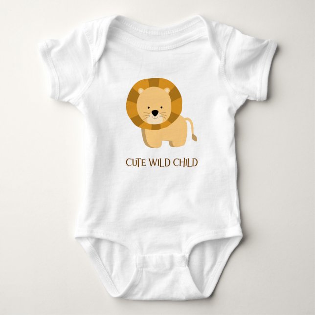 Boho Chic Niedlich Wild Child Lion Picture Baby Strampler (Vorderseite)