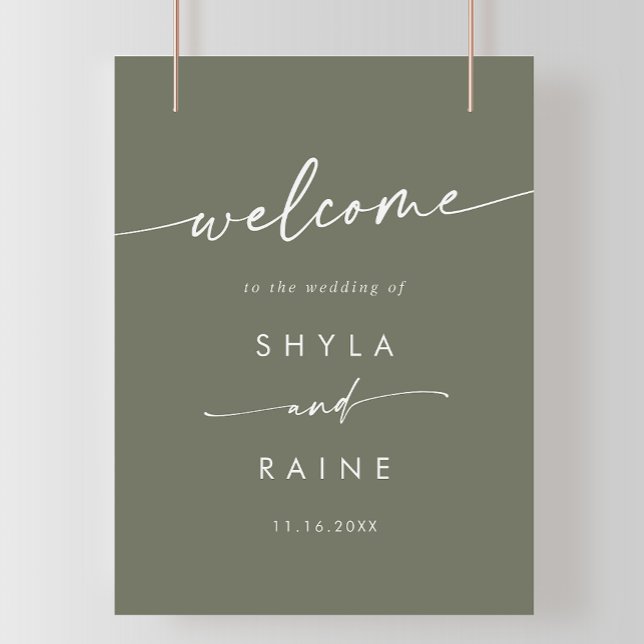 Boho Chic Olive Green DIY Wedding Welcome Sign Poster (Von Creator hochgeladen)