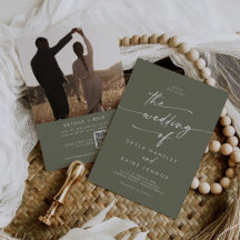 Boho Chic Olive Green Foto QR Code Hochzeit