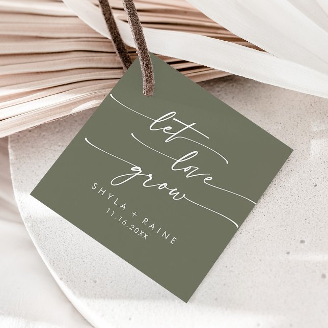 Boho Chic Olive Green Lassend Liebe Hochzeit Geschenkanhänger (Von Creator hochgeladen)