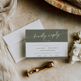 Boho Chic Olive Green Menü Auswahl RSVP Karte