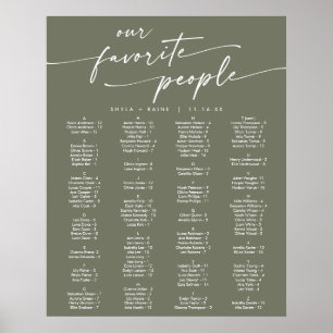 Boho Chic Olive Green Printable Seekarte Poster