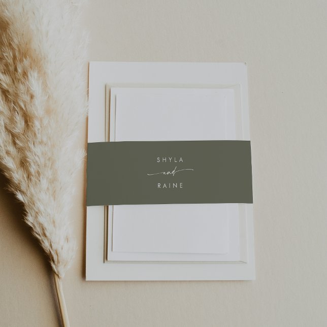 Boho Chic Olive Green Wedding Einladungsbanderole (Von Creator hochgeladen)