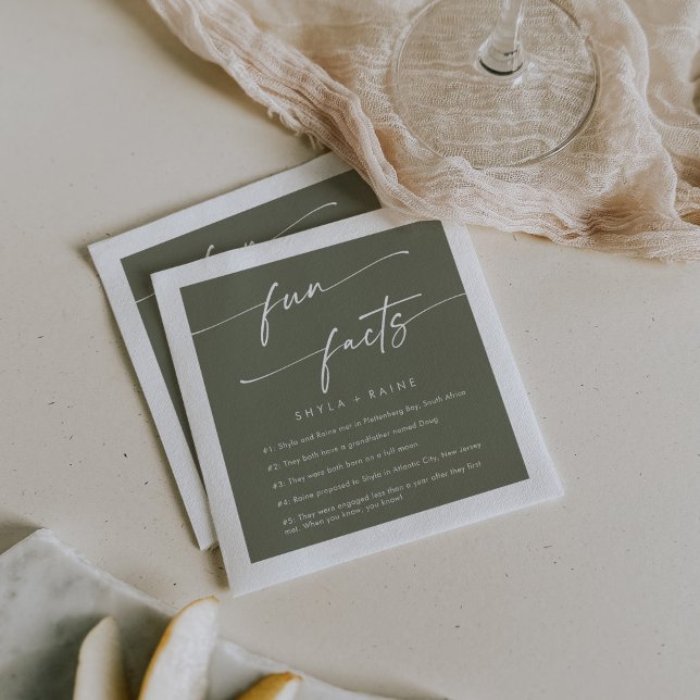 Boho Chic Olive Green Wedding Fun Fakt Napkins Serviette (Von Creator hochgeladen)