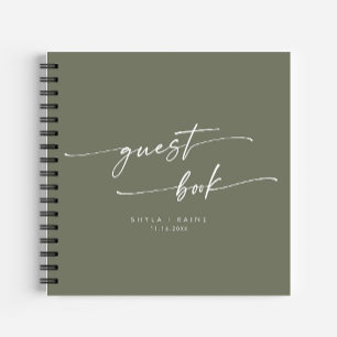 Boho Chic Olive Green Wedding Gästebuch Notizbuch