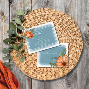 Boho Chic Orange Florals Smokey Blue UAWG