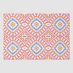 Boho Chic Orange Pink Yellow Ethnic Geometric Seidenpapier