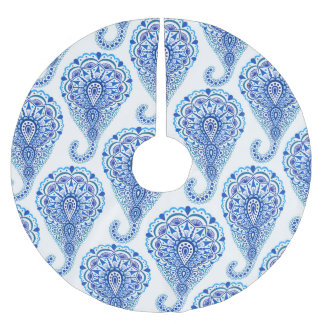 Boho Chic Paisley Seamless Oriental Polyester Weihnachtsbaumdecke