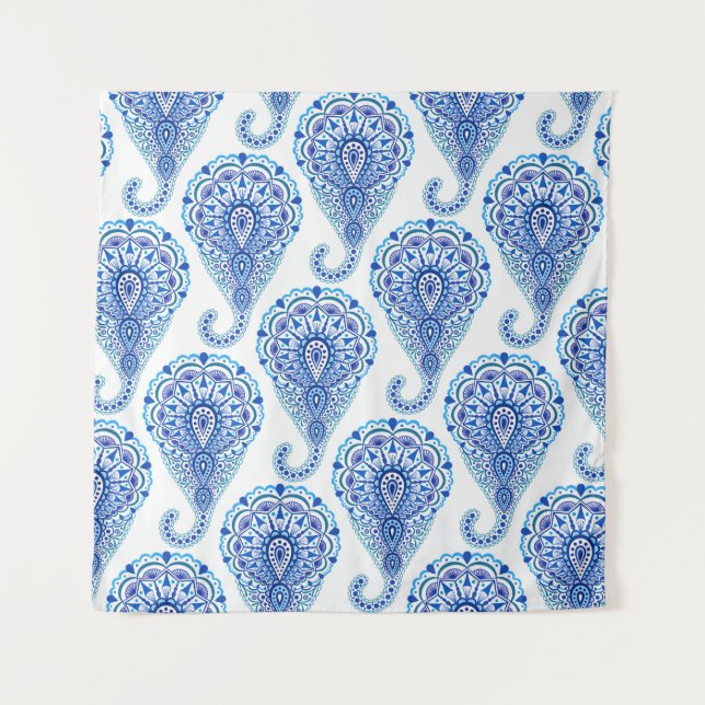 Boho Chic Paisley Seamless Oriental Wandteppich (Vorderseite)