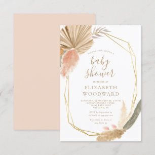 Boho Chic Pampas Gras Goldrahmen Baby Shower Einladung