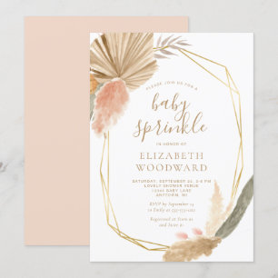 Boho Chic Pampas Gras Goldrahmen Baby Sprinkle Einladung