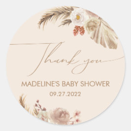 Boho Chic Pampas Grass Baby Dusche Vielen Dank Runder Aufkleber