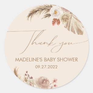 Boho Chic Pampas Grass Baby Dusche Vielen Dank Runder Aufkleber