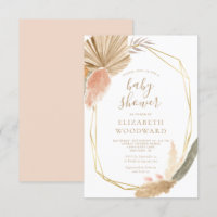 Boho Chic Pampas Grass Gold Frame Baby Dusche