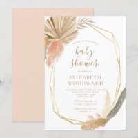 Boho Chic Pampas Grass Gold Frame Baby Dusche