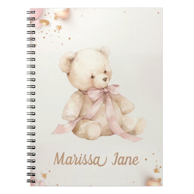 Boho Chic Pastell Rosa und Brauner Teddybär Notizblock (Vorderseite)