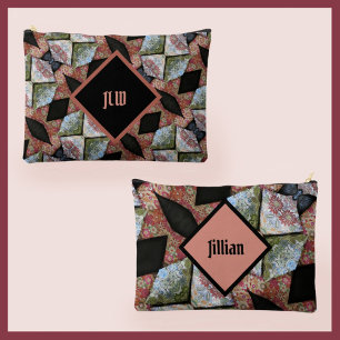 Boho Chic Patchwork Multi Color Name & Initials Zubehörtasche