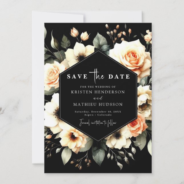 Boho Chic Peach Wedding Save The Date (Vorderseite)