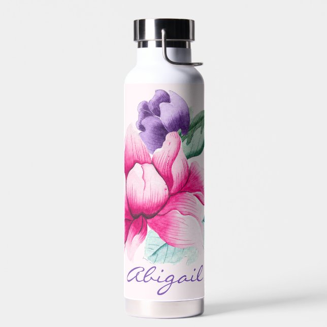 Boho Chic Pink Floral Water Flasche (Links)