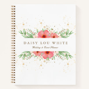 Boho Chic Pink & Ivory Greenery Blumengeschäft Notizbuch
