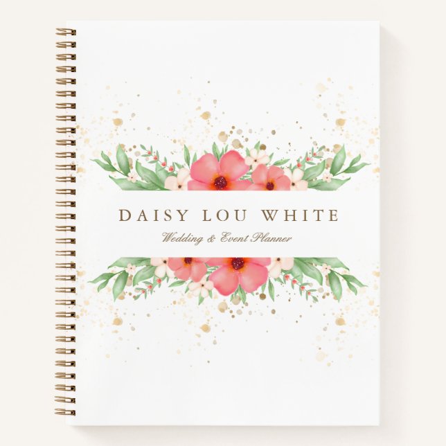 Boho Chic Pink & Ivory Greenery Blumengeschäft Notizbuch (Vorderseite)