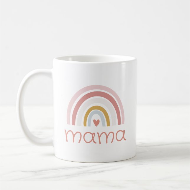 Boho Chic Pink Rainbow Mama Name Kaffeetasse (Links)