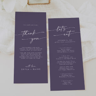 Boho Chic Plum Lila Danke und Hochzeit Menükarte
