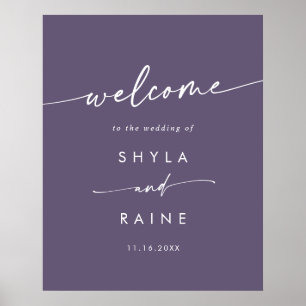 Boho Chic Plum Lila DIY Wedding Willkommenszeichen Poster