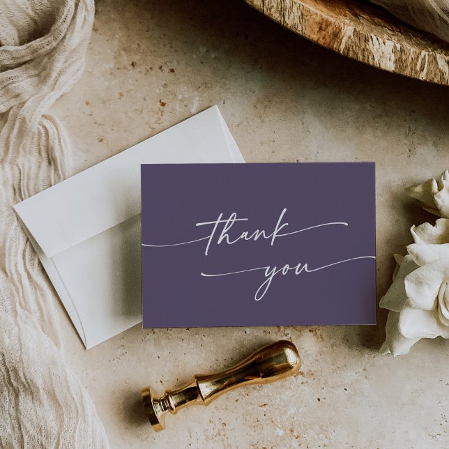 Boho Chic Plum Lila Flat Wedding Dankeskarte (Von Creator hochgeladen)