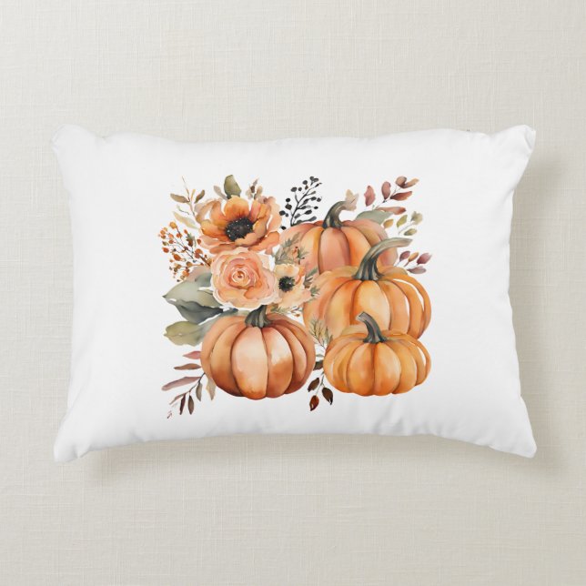 Boho Chic Pumpkin and Floral Patterns Erntedank Dekokissen (Vorderseite)