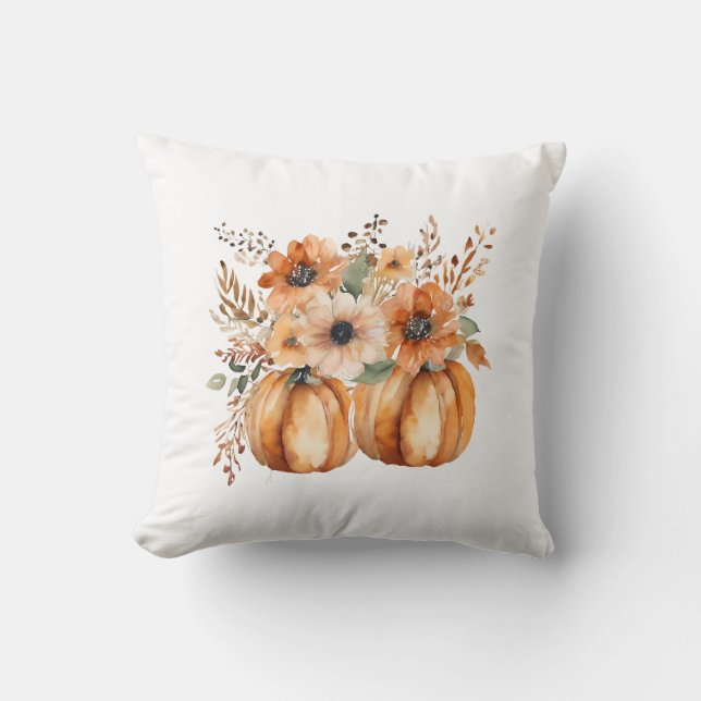 Boho Chic Pumpkin and Floral Patterns Erntedank Kissen (Vorderseite)