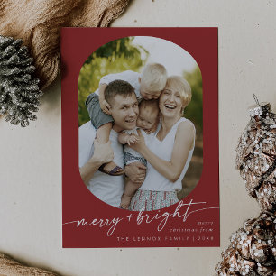 Boho Chic Red Merry Bright Foto Weihnachten