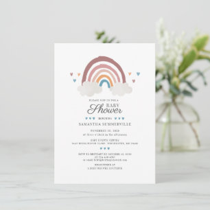 Boho Chic Regenbogen Schrift Baby Shower Einladung