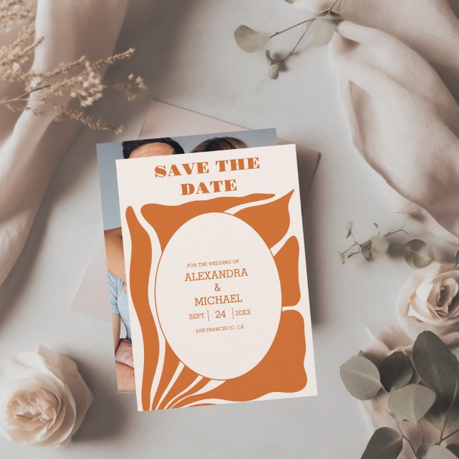 Boho Chic Retro Blumen Hochzeitsfoto Save The Date (Von Creator hochgeladen)